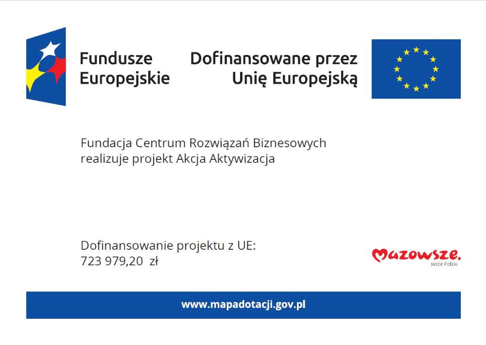 Plakat informacyjny o dofinansowaniu ze środków UE